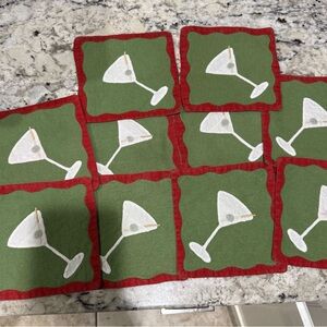 Green and Red Cocktail Coasters Set 10pics